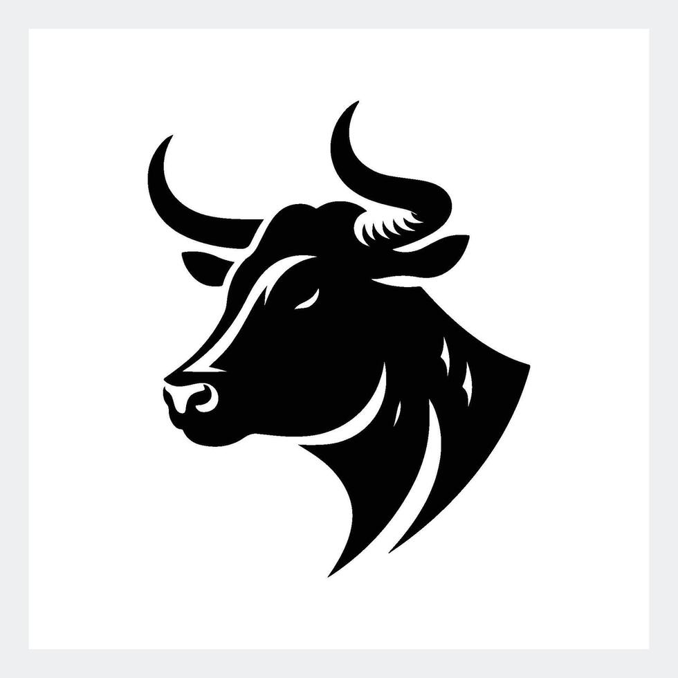A black and white image of a bull vector