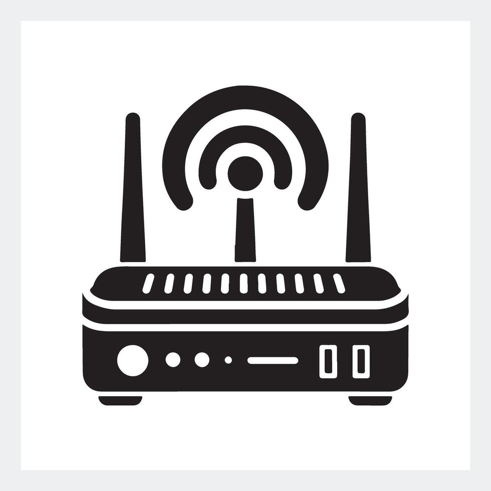 Sleek router silhouette, stylish black and white design for modern tech inspiration. vector