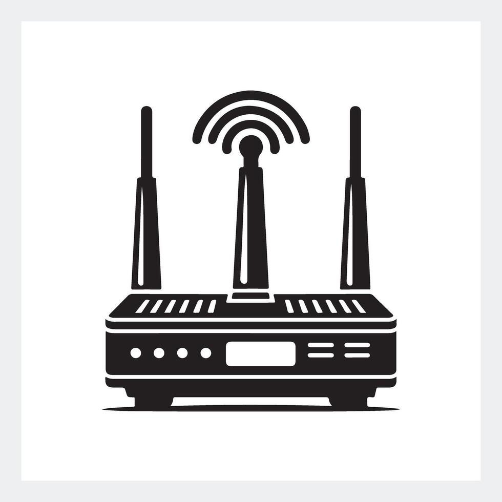 Sleek router silhouette, stylish black and white design for modern tech inspiration. vector