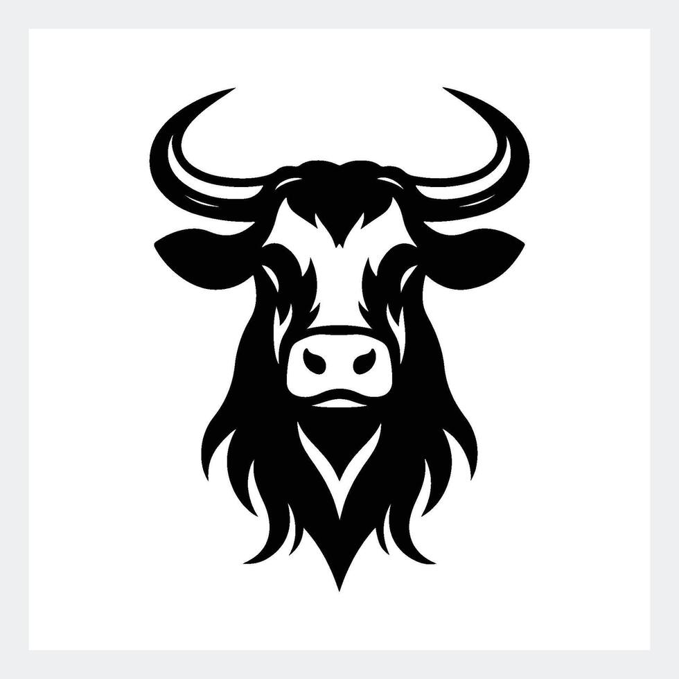A black and white image of a bull vector