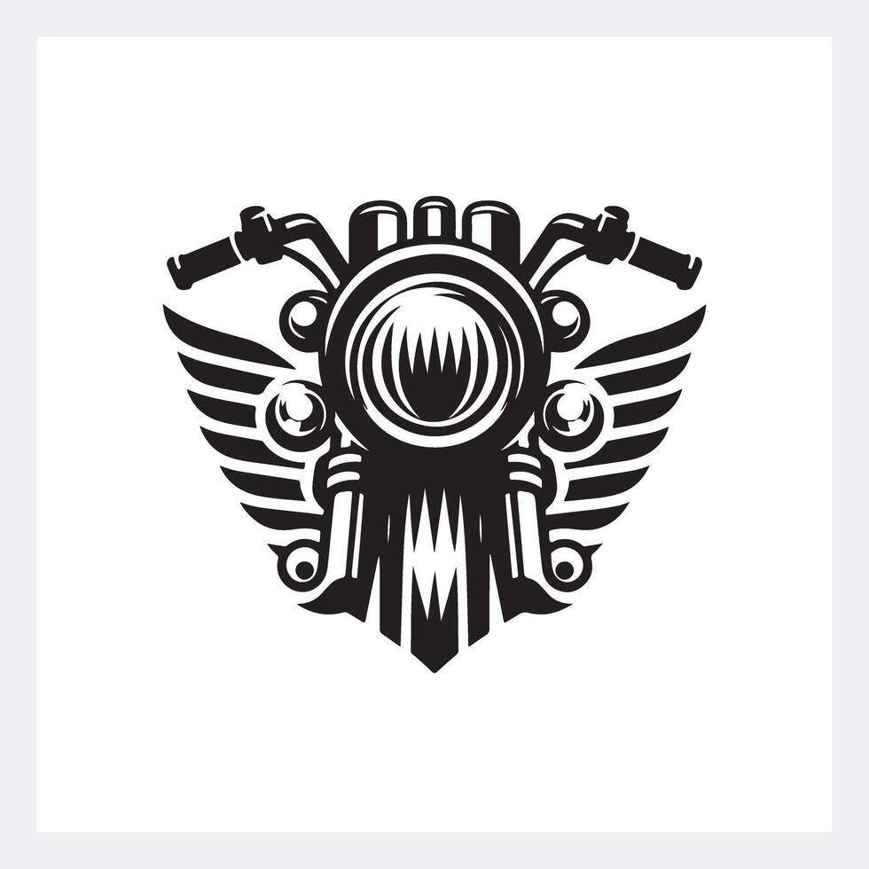 Dynamic motorcycle headlight logo, modern design featuring sleek surface detail for bold branding vector