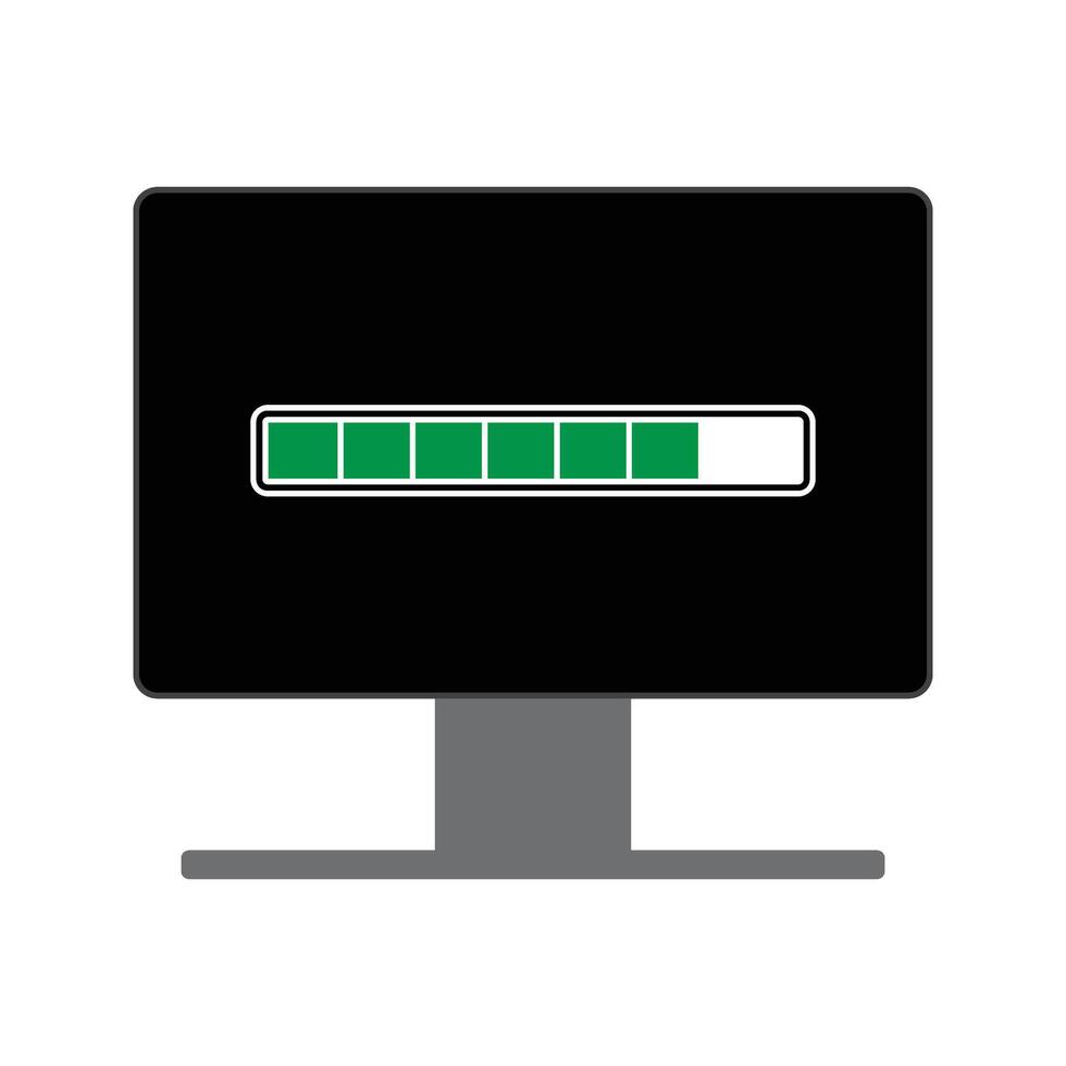 computer monitor with update progress bar icon vector