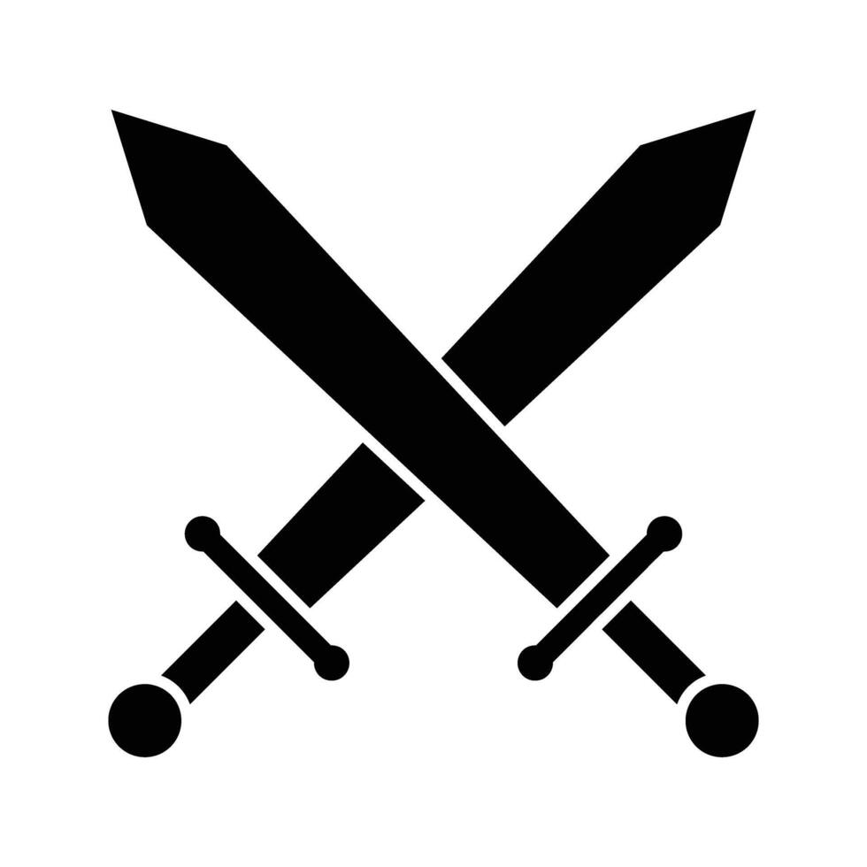 Swords cross, illustration of battle and defense icon vector