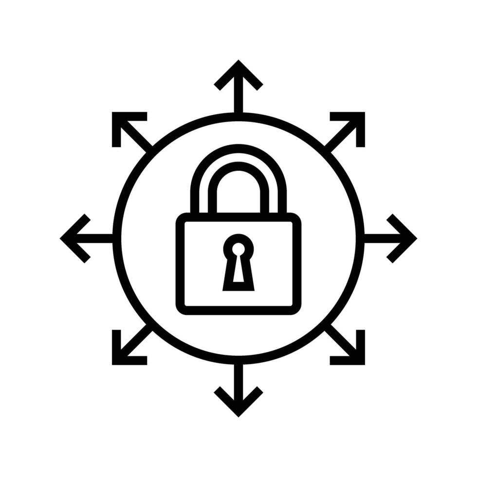Padlock with expanding arrow icon vector