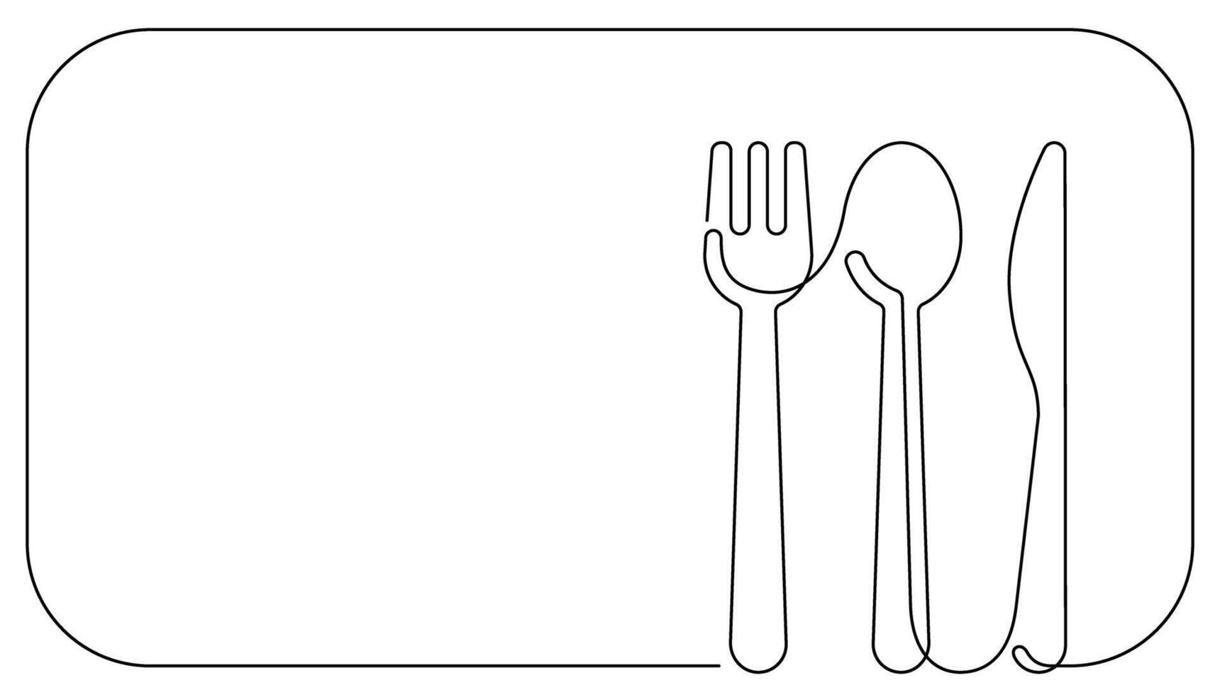 serving utensil place mat one line continuous vector