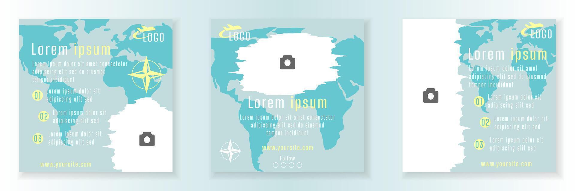 Travel agent social media post design template. web banner vector