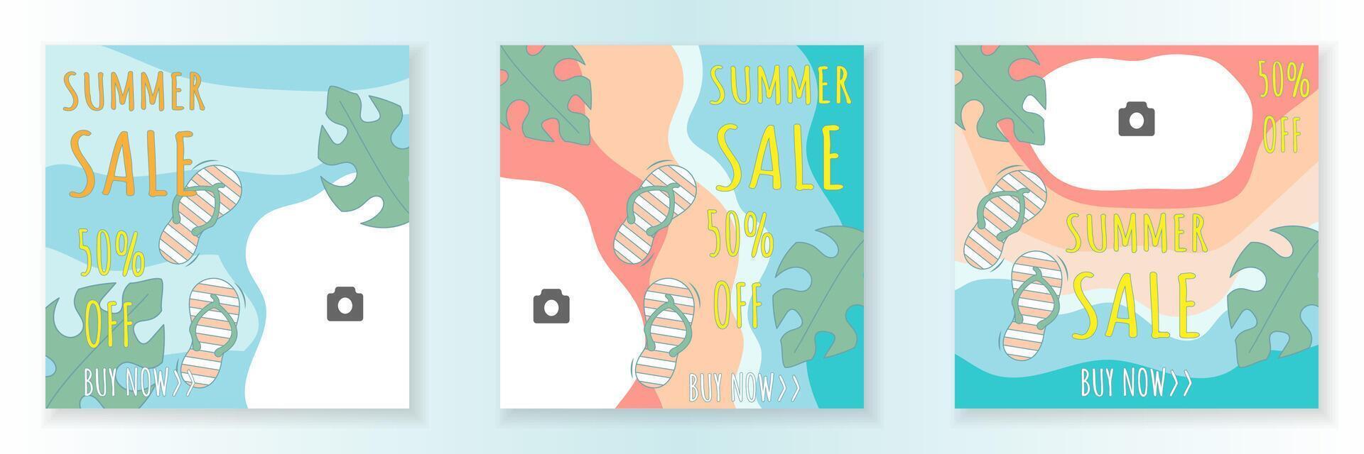 Summer sale social media post design template. web banner vector