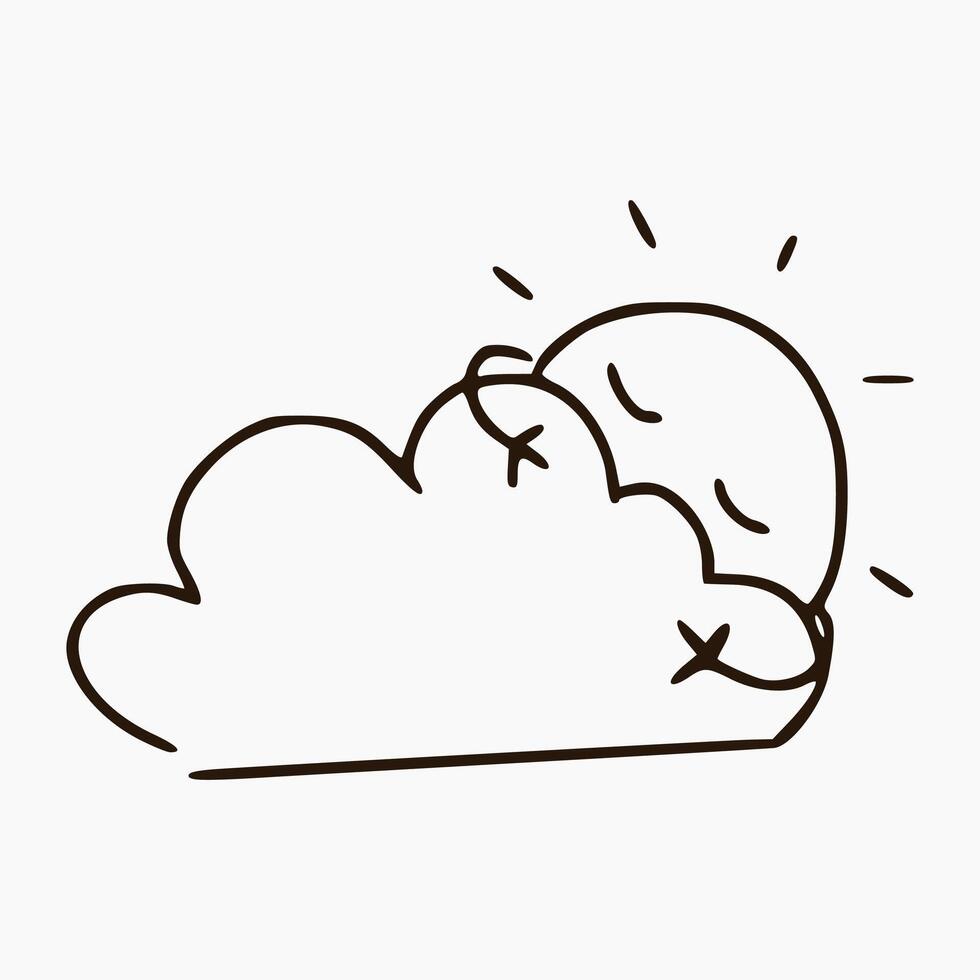 a drawing of a cloud with a sun on it vector