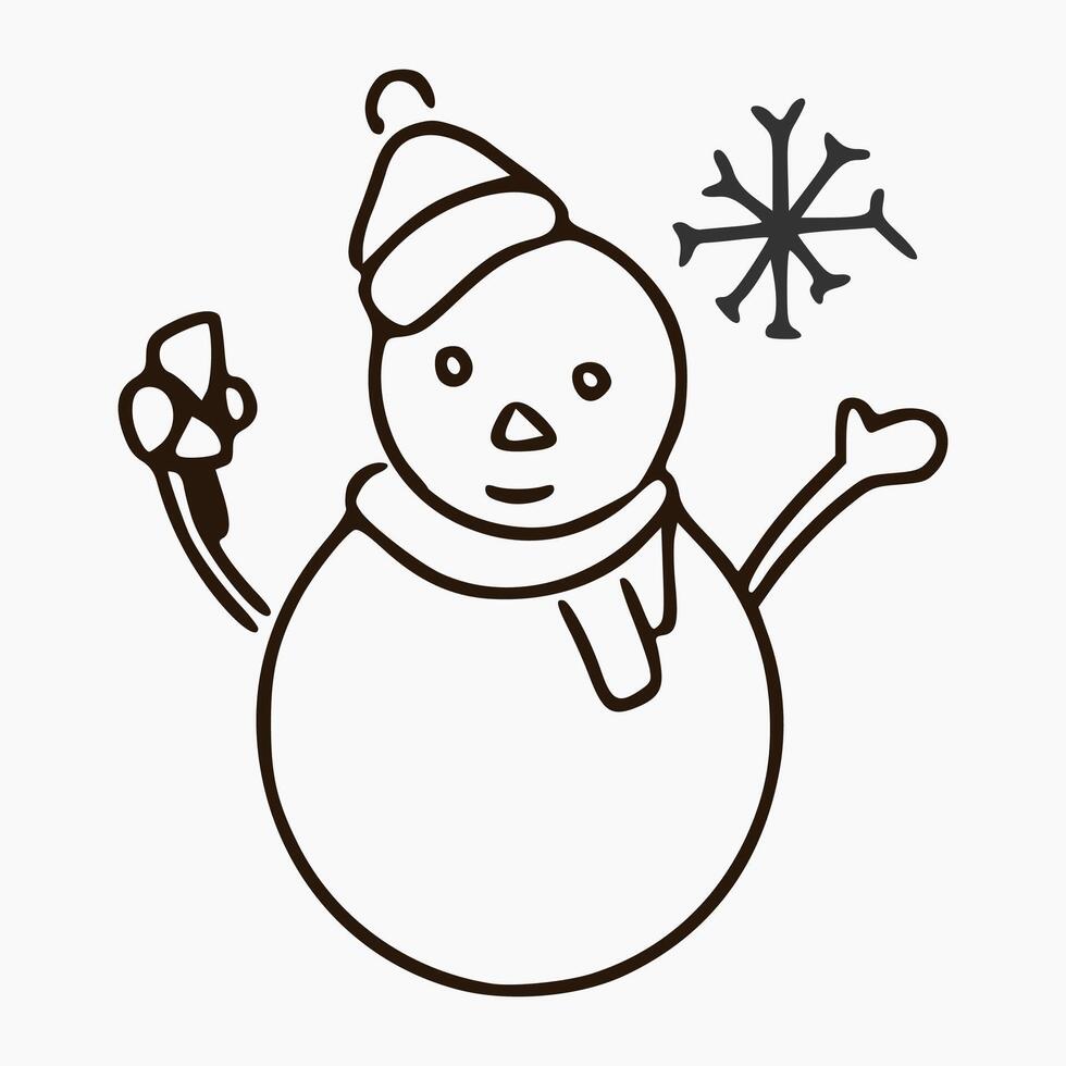 a snowman with a snowflake vector