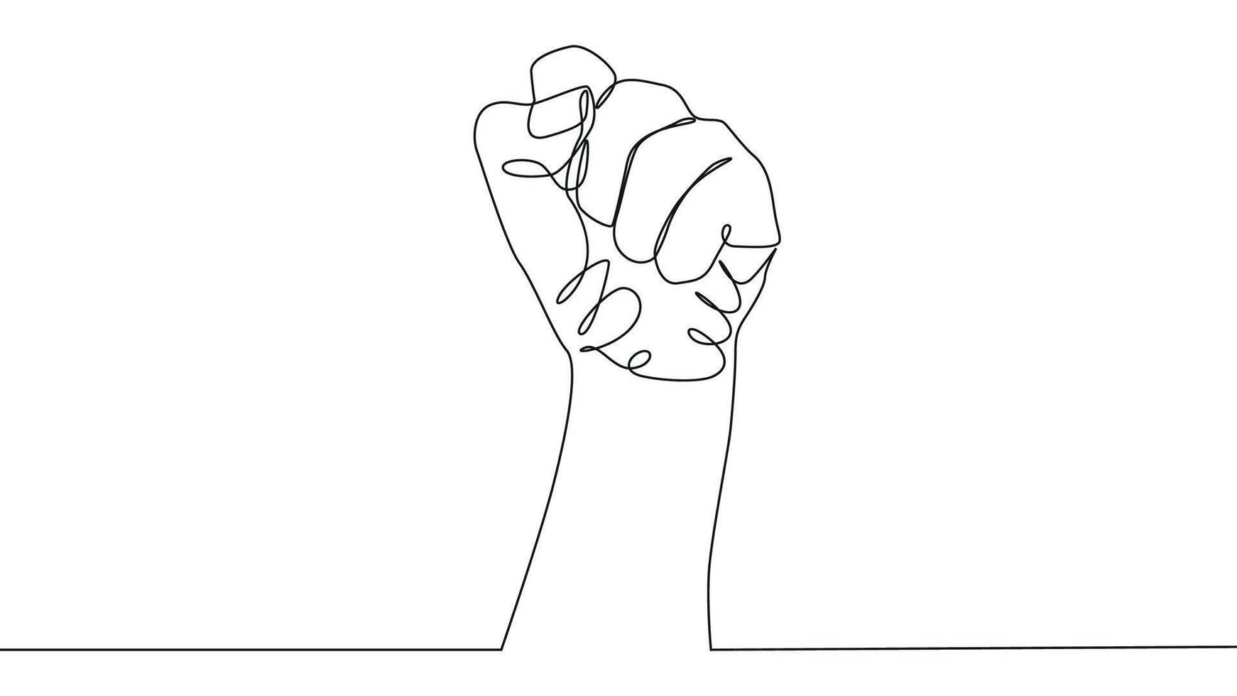 self drawing of single continuous line draw fist or resistance hand symbol. Nonverbal sign vector