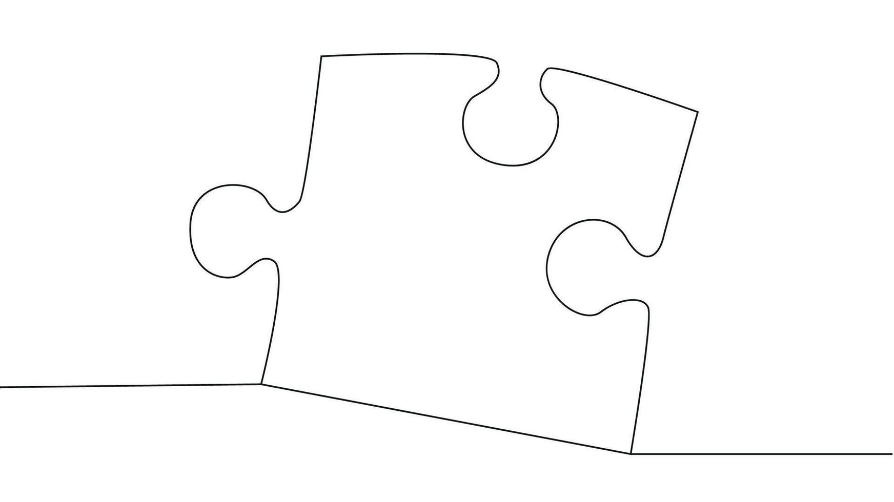 One line connecting puzzle pieces in one continuous line. Puzzle element. vector