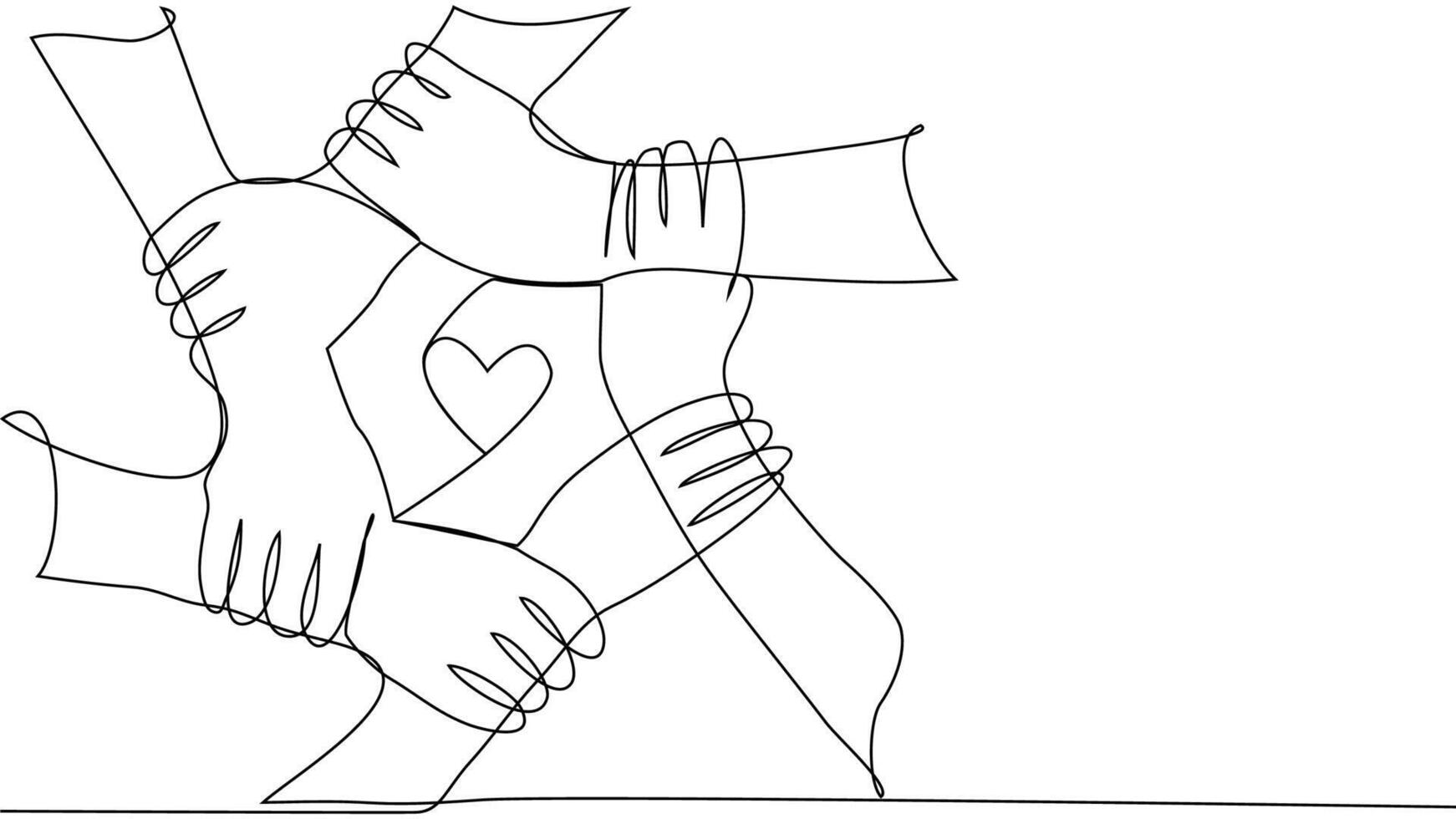 Continuous line of men giving high fives gesture hands to celebrate success. Business teamwork concept vector