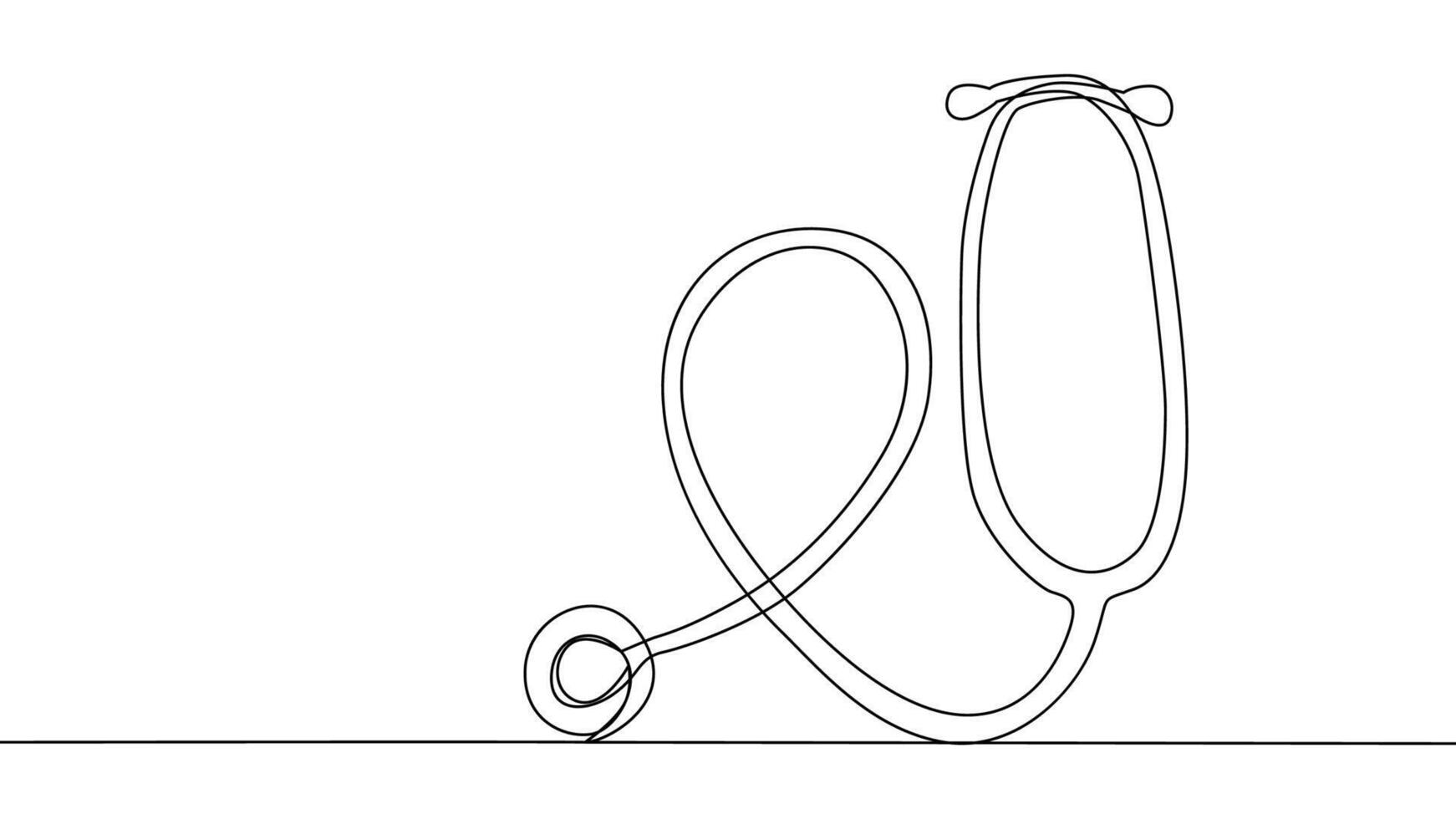 Self drawing animation of single line draw stethoscope, equipment for doctor examining patient heart beat vector
