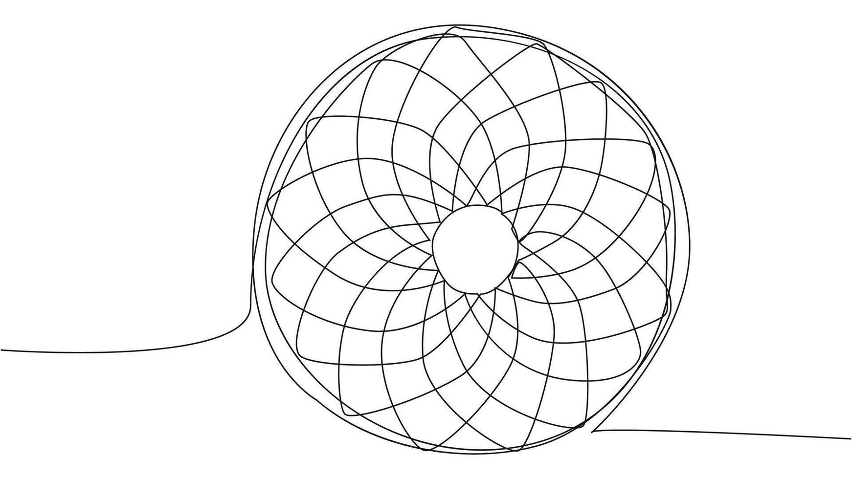 continuous drawing of one line of a round spiral, a dream catcher web vector