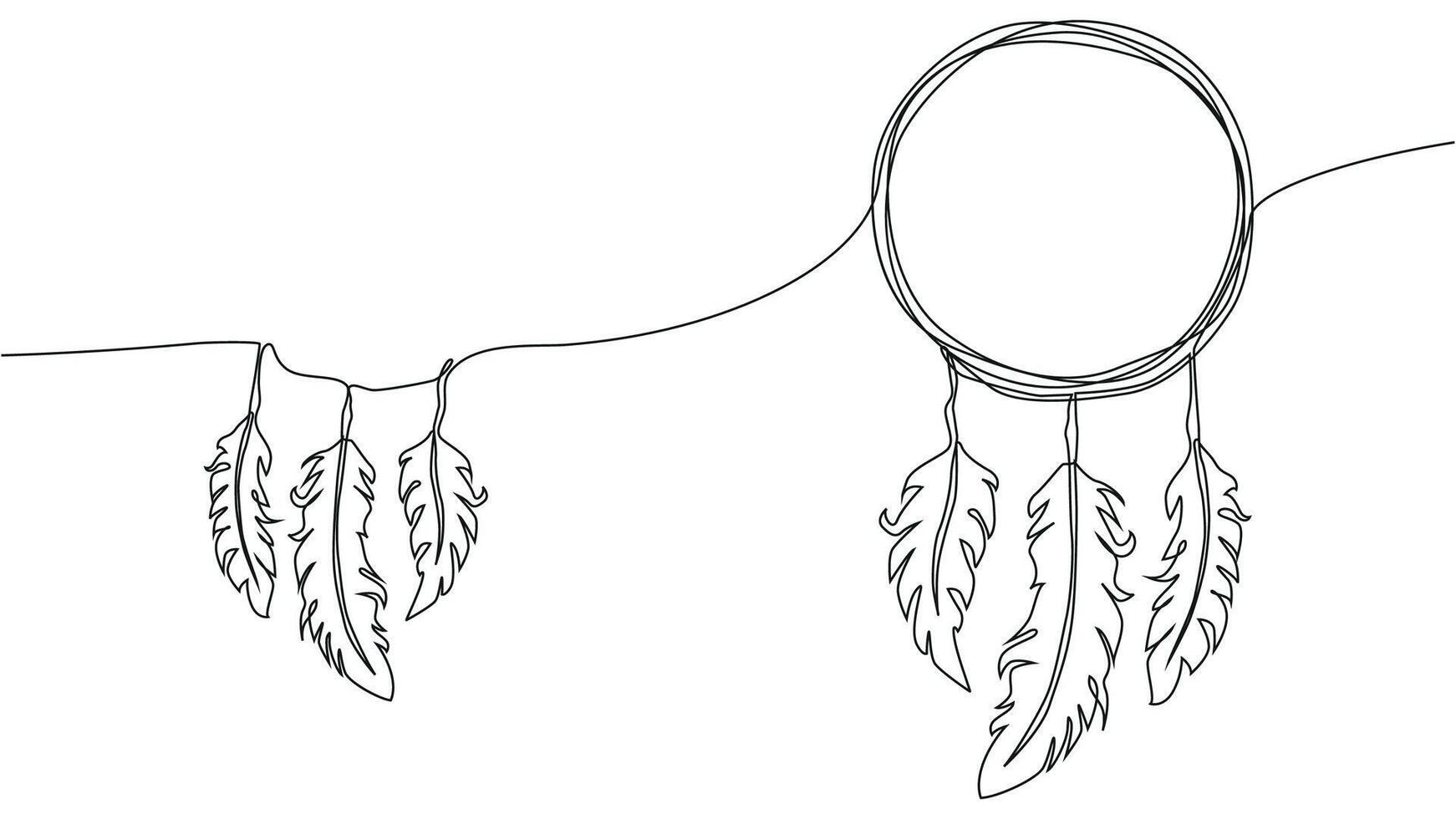 Self draw continuous line dream catcher mystery symbol vector