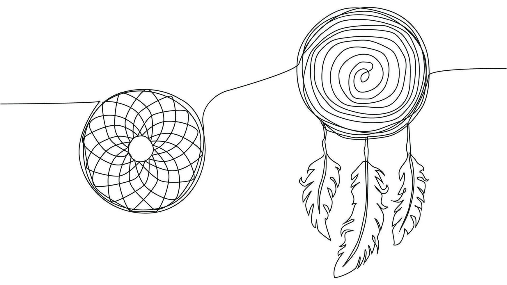 Self draw continuous line dream catcher mystery symbol vector