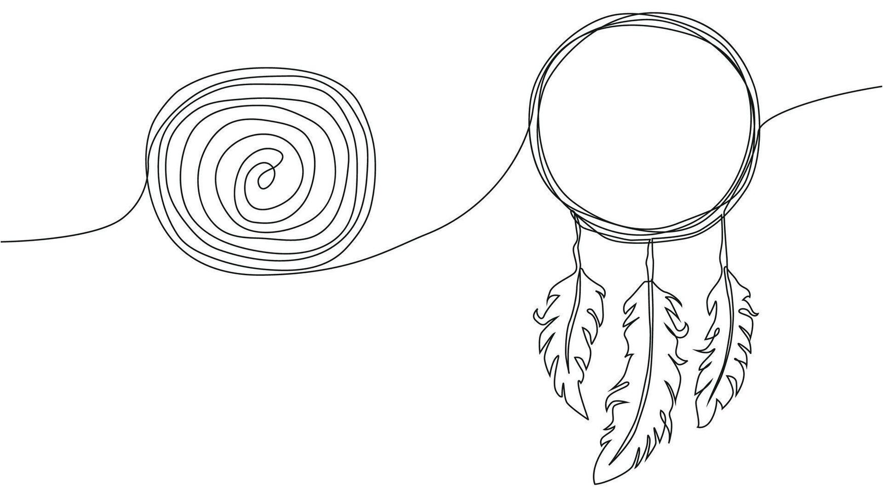 Self draw continuous line dream catcher mystery symbol vector