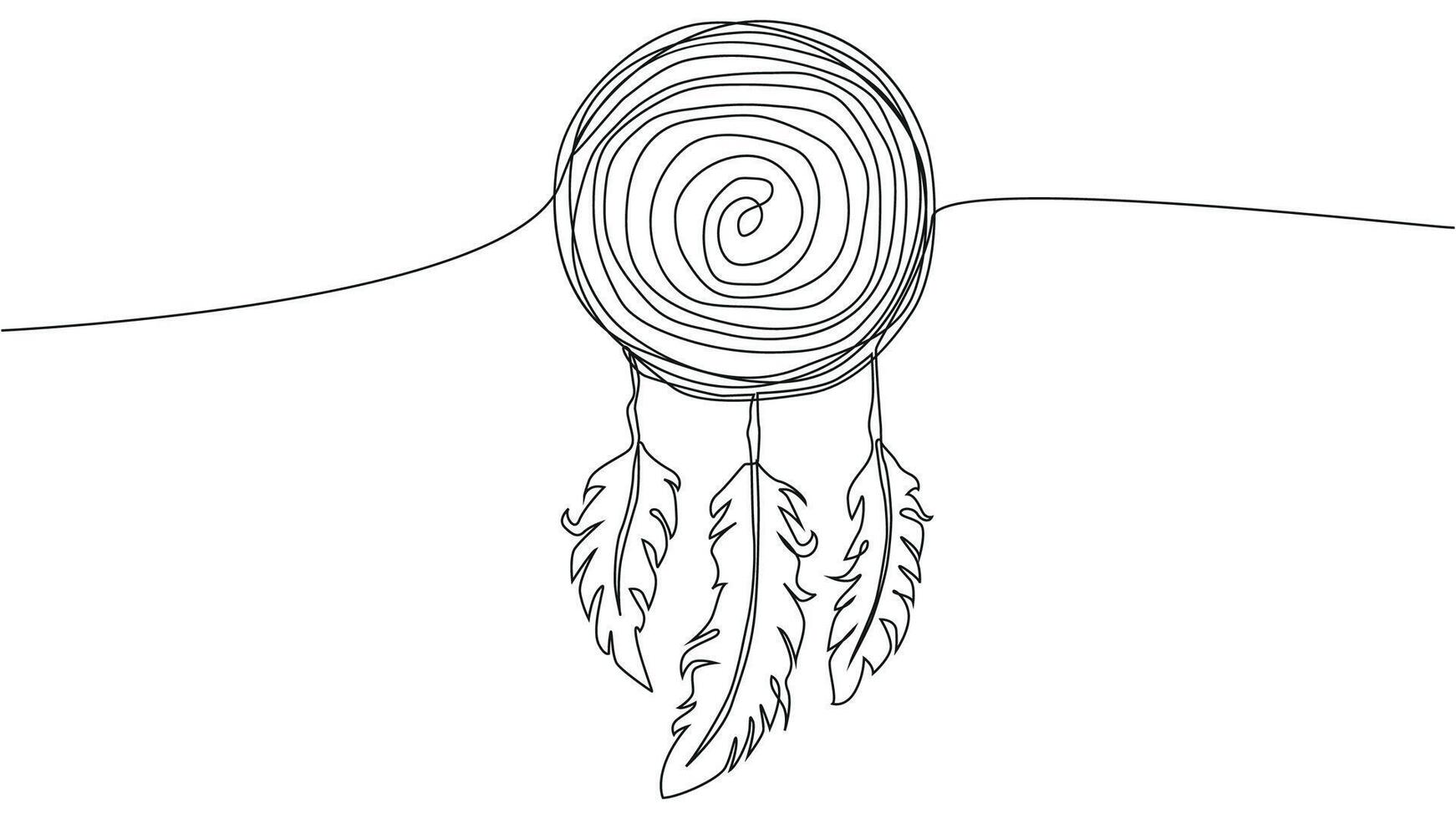 Self draw continuous line dream catcher mystery symbol vector
