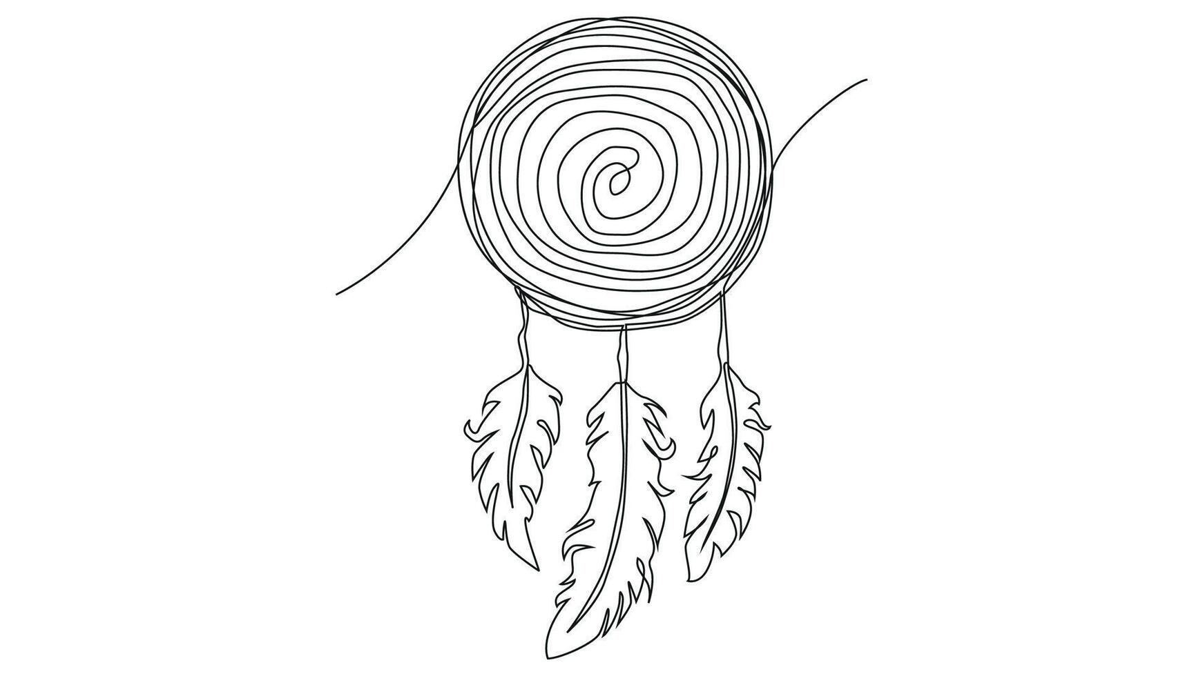Self draw continuous line dream catcher mystery symbol vector