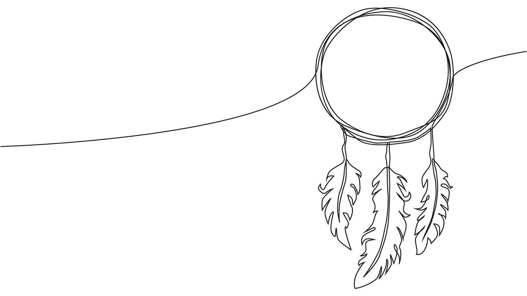 Self draw continuous line dream catcher mystery symbol vector