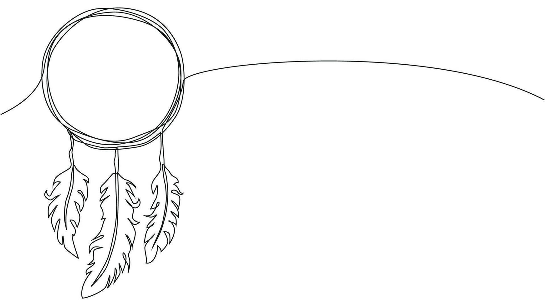 Self draw continuous line dream catcher mystery symbol vector