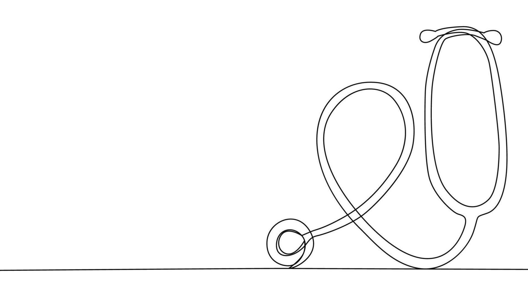 Self drawing animation of single line draw stethoscope, equipment for doctor examining patient heart beat vector