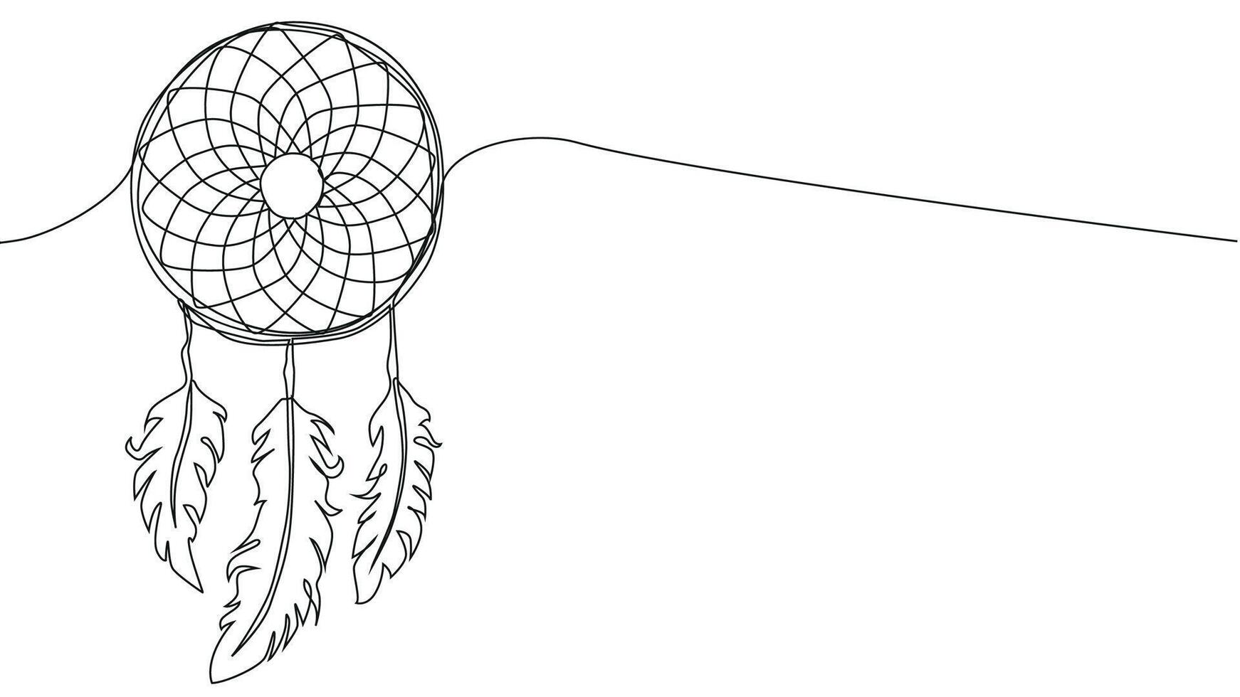 Self draw continuous line dream catcher mystery symbol vector