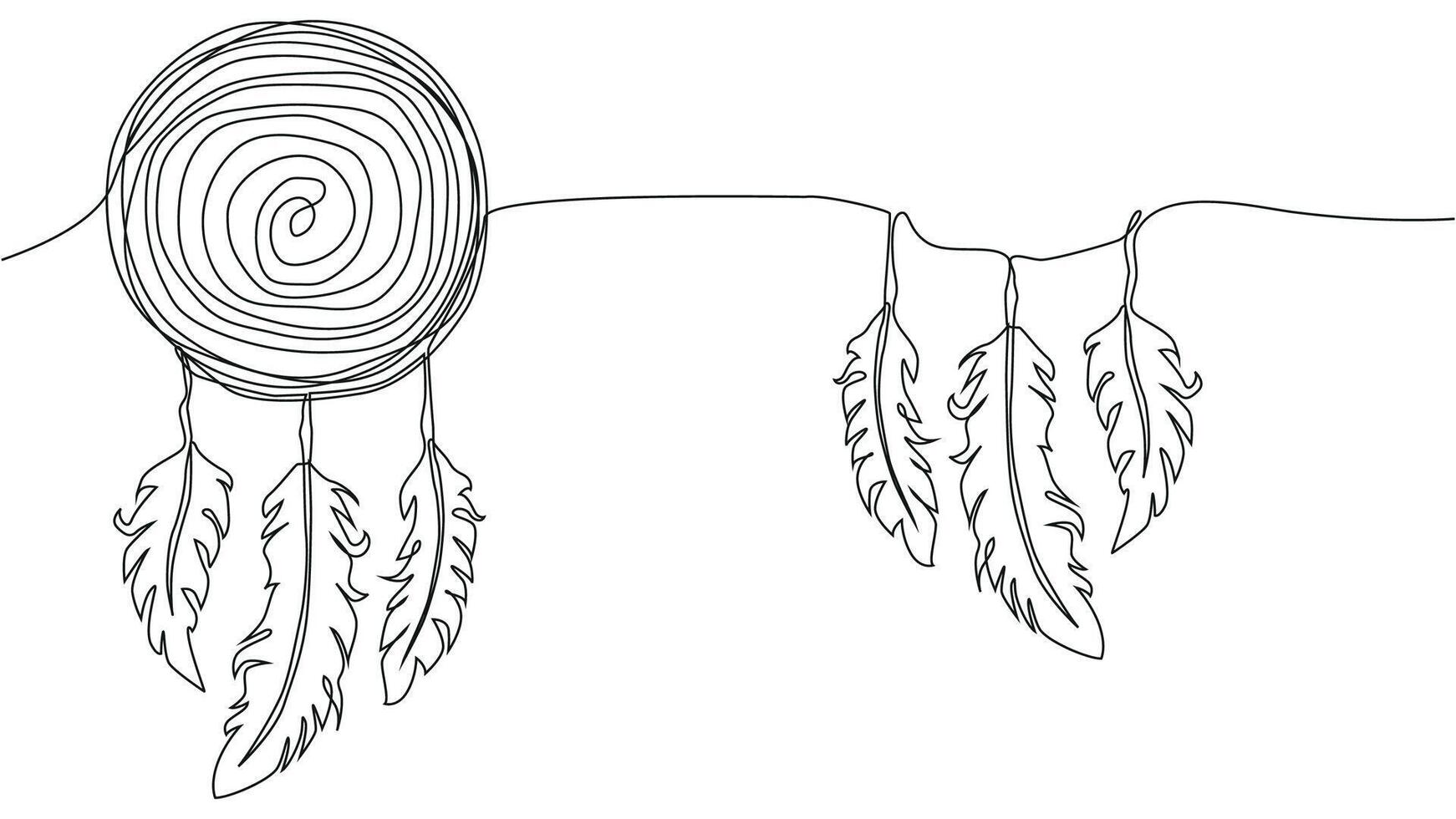 Self draw continuous line dream catcher mystery symbol vector