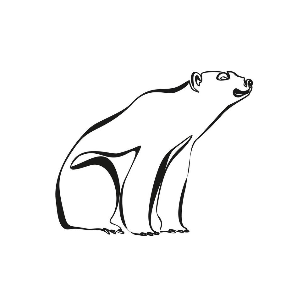 Polar bear silhouette. Simple icon. Flat style element for graphic design. Continuous line minimalistic design vector