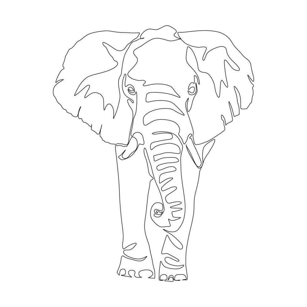 One continuous line drawing of a elephant. Single line draw design graphic illustration. vector