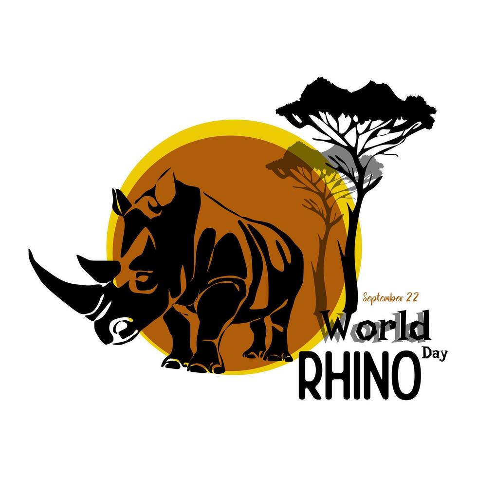 World Rhino Day. illustration for world rhino day. Poster, banner, logo, print for lovers and defenders of rhinos. Animal protection. 22 September. vector