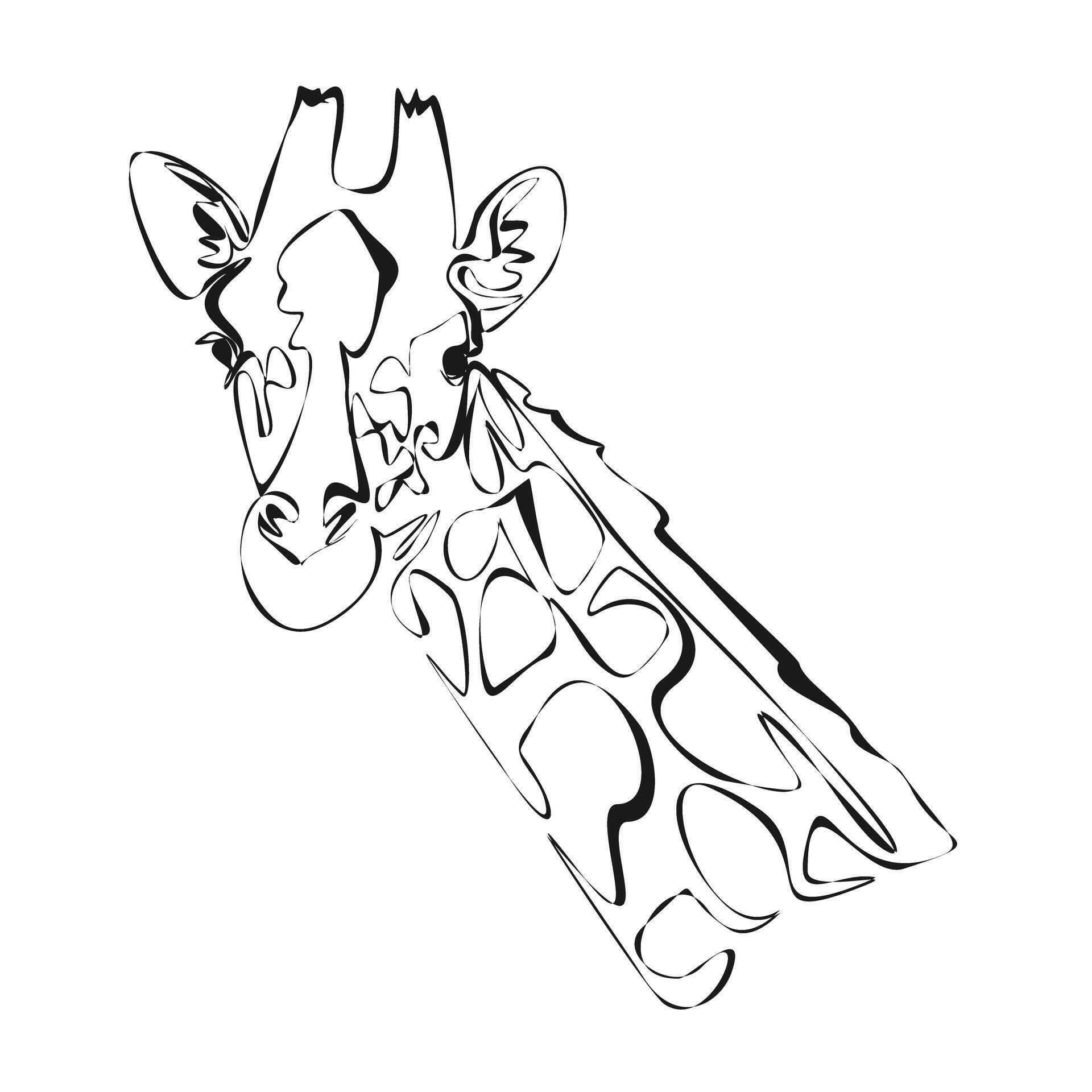 Continuous one line drawing. Giraffe head symbol. Logo of the giraffe