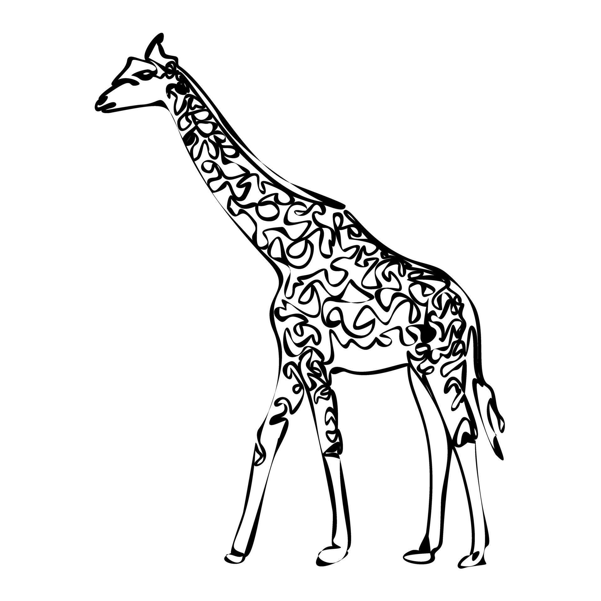 Continuous one line drawing. Giraffe head symbol. Logo of the giraffe