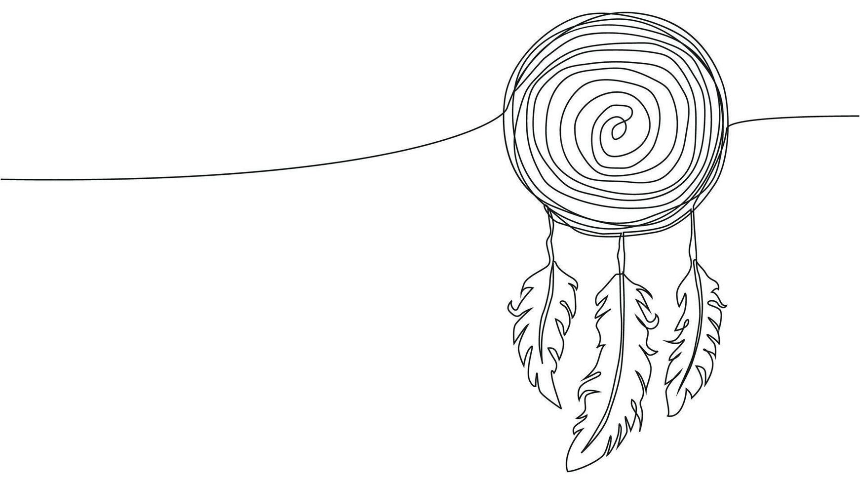 Self draw continuous line dream catcher mystery symbol vector