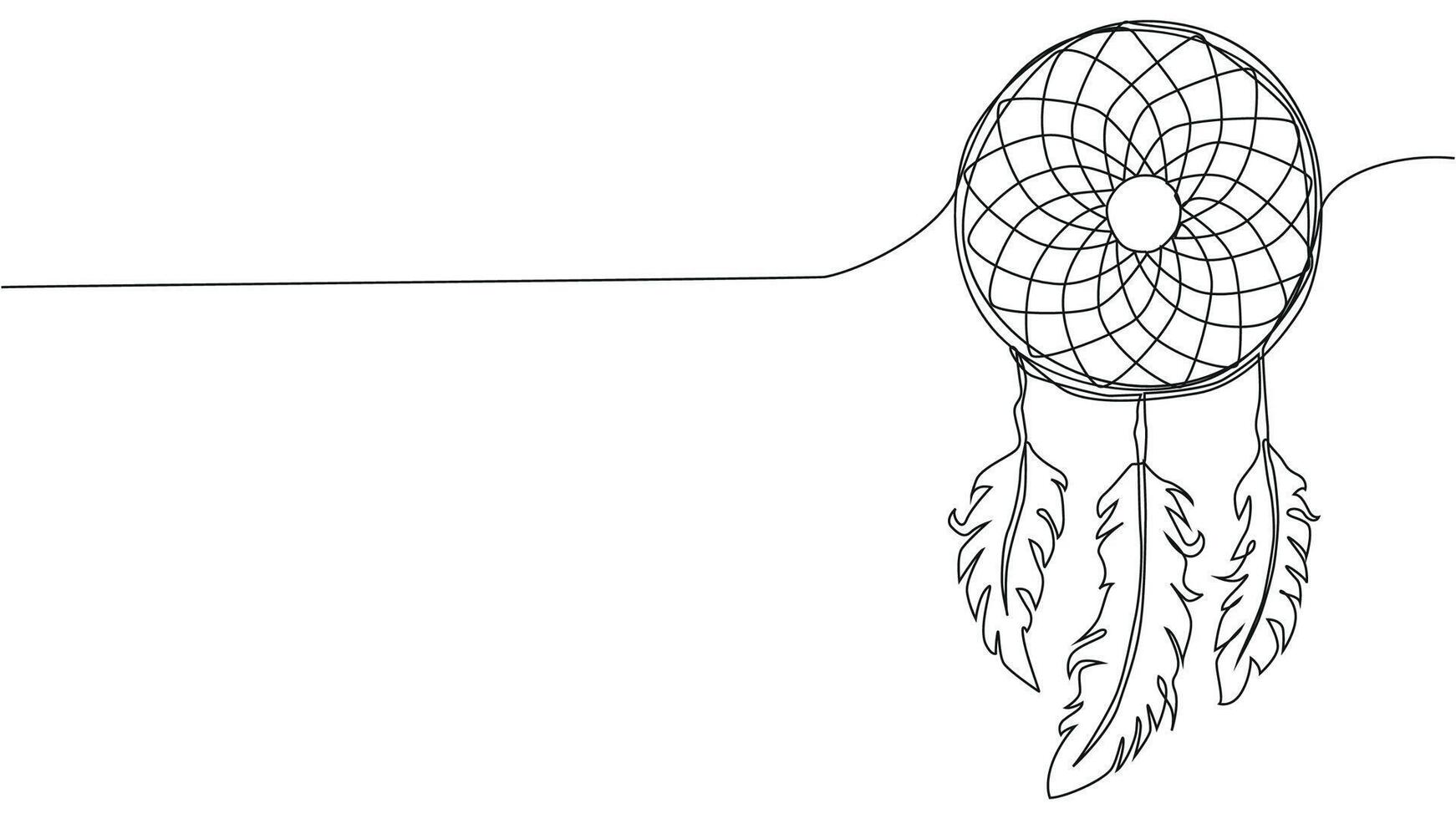 Self draw continuous line dream catcher mystery symbol vector