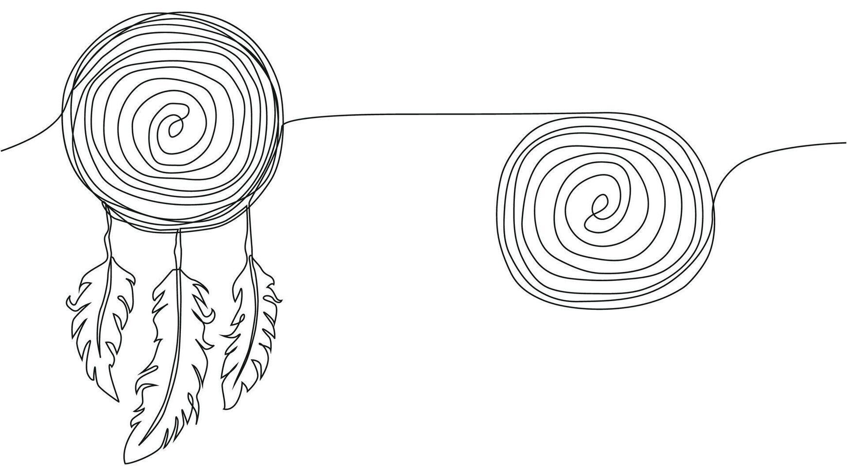 Self draw continuous line dream catcher mystery symbol vector