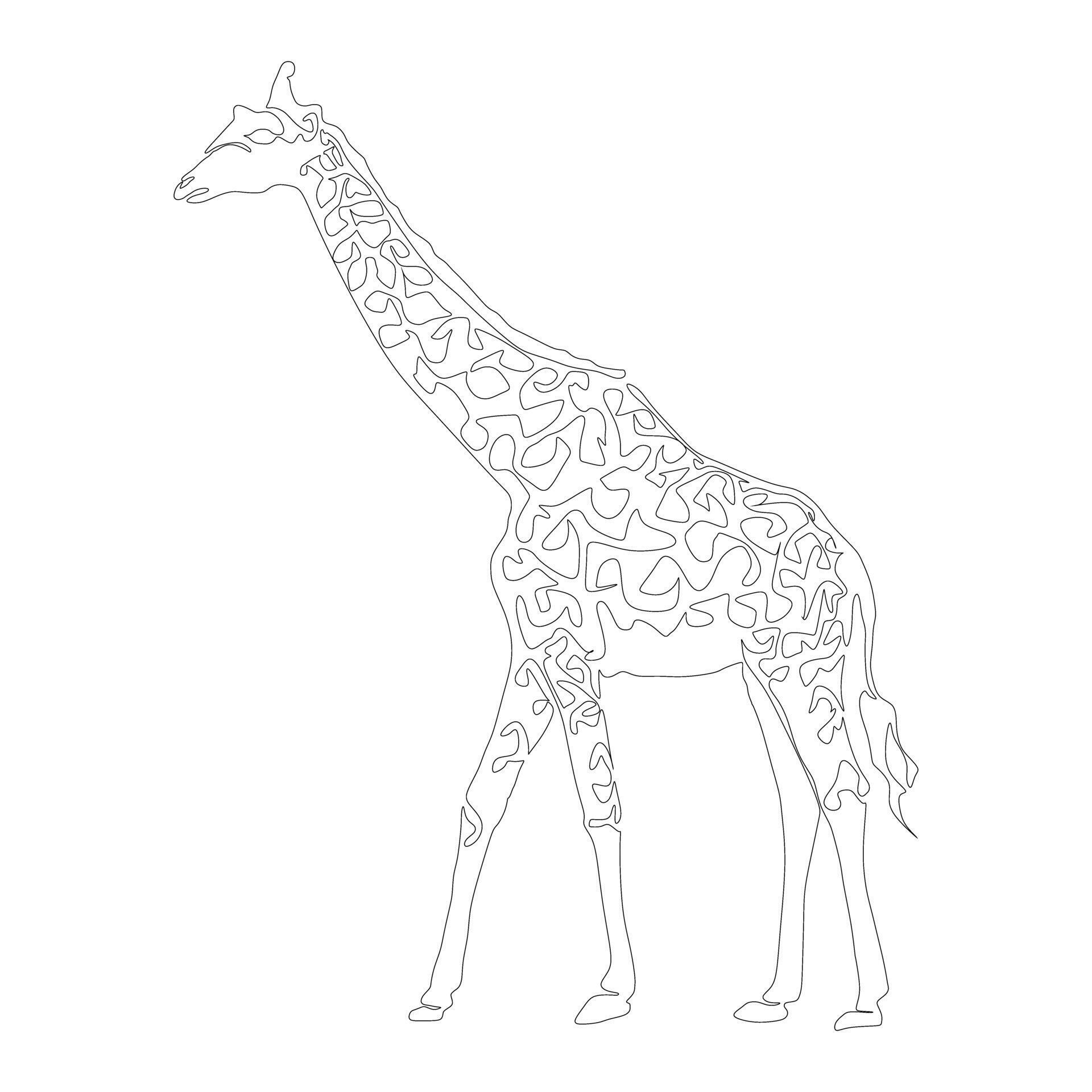 Continuous one line drawing. Giraffe head symbol. Logo of the giraffe
