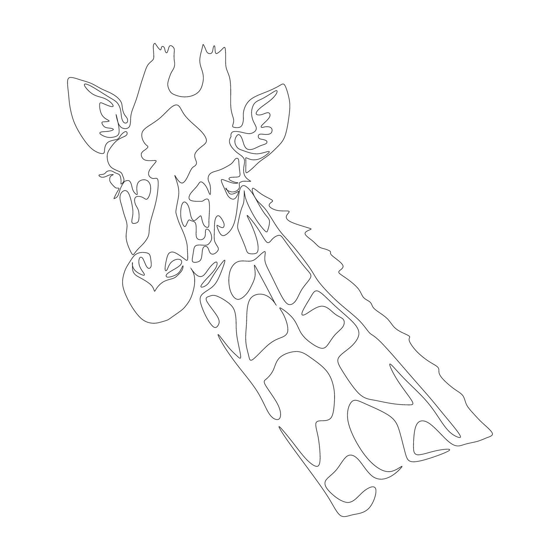Continuous one line drawing. Giraffe head symbol. Logo of the giraffe