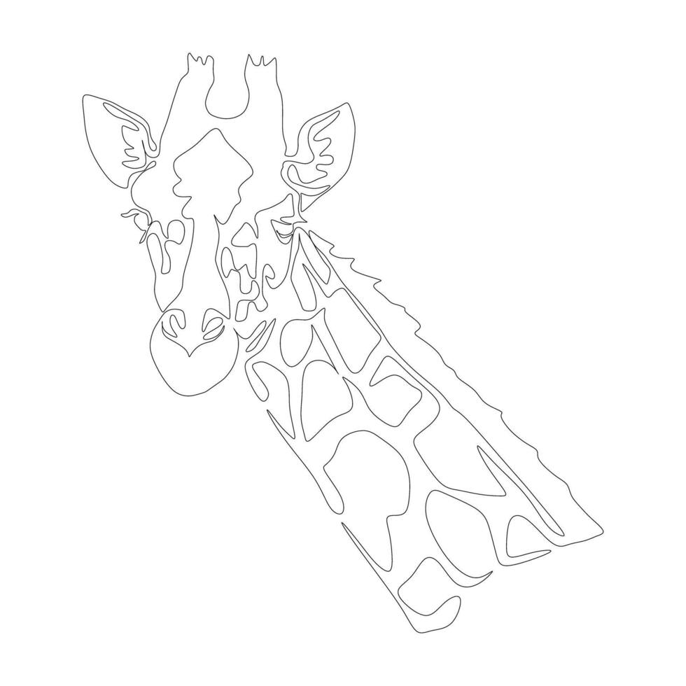 Continuous one line drawing. Giraffe head symbol. Logo of the giraffe