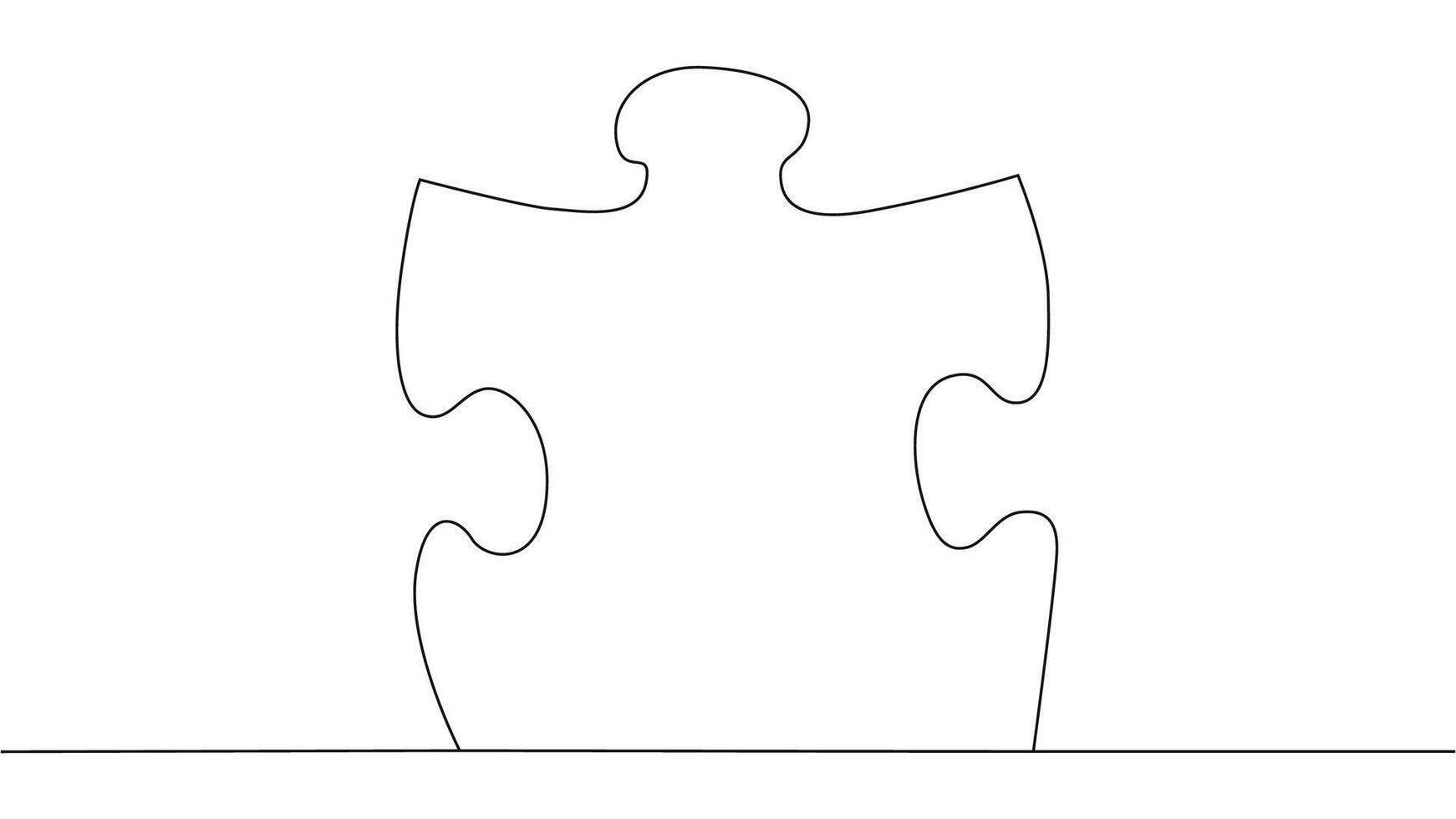 One line connecting puzzle pieces in one continuous line. Puzzle element. vector