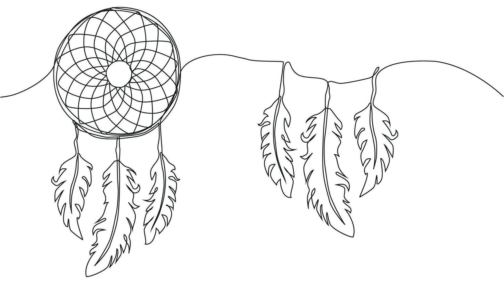 Self draw continuous line dream catcher mystery symbol vector
