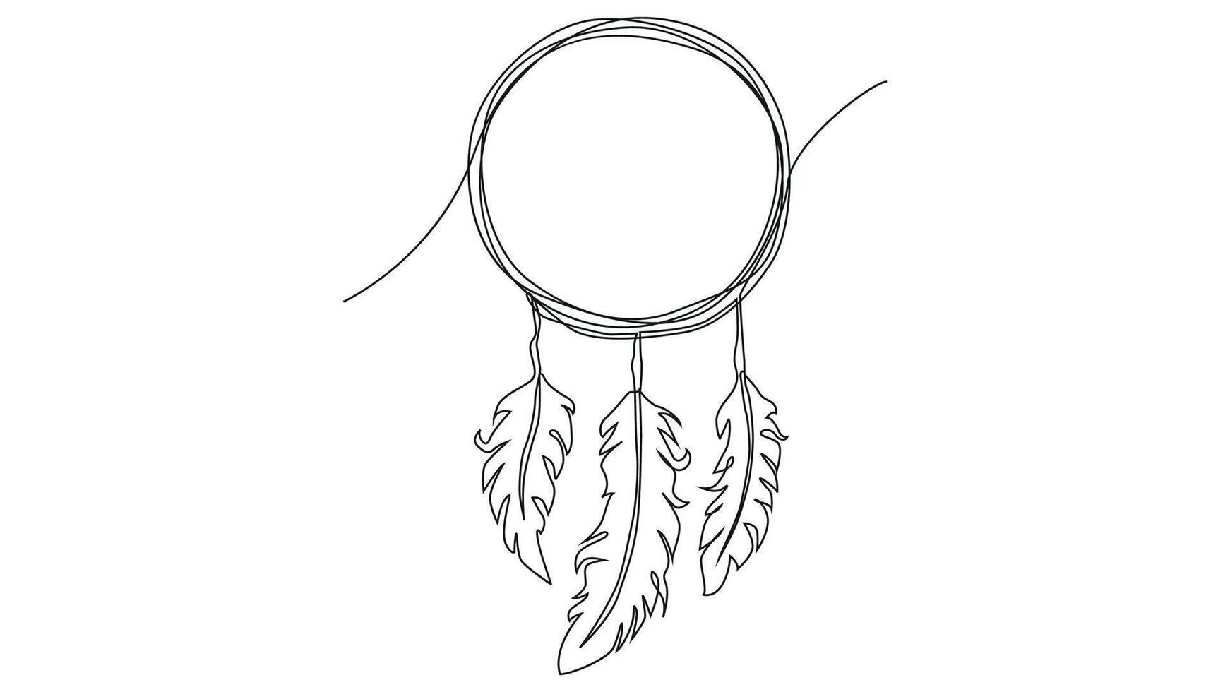 Self draw continuous line dream catcher mystery symbol vector
