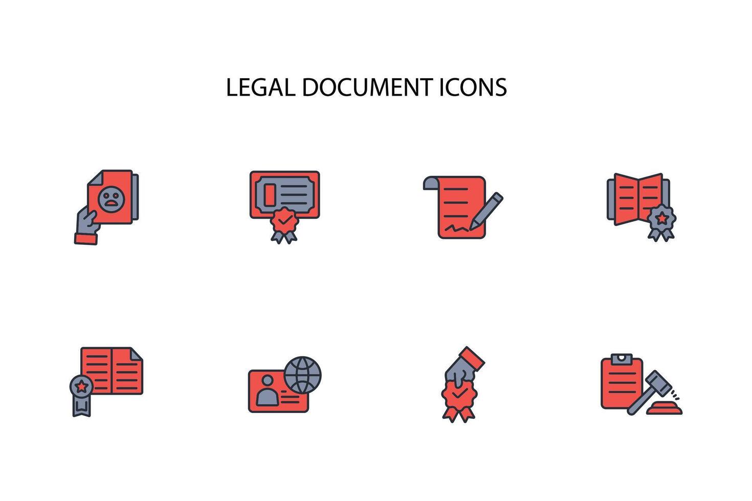 Legal document icon set..Editable stroke.linear style sign for use web design,logo.Symbol illustration. vector
