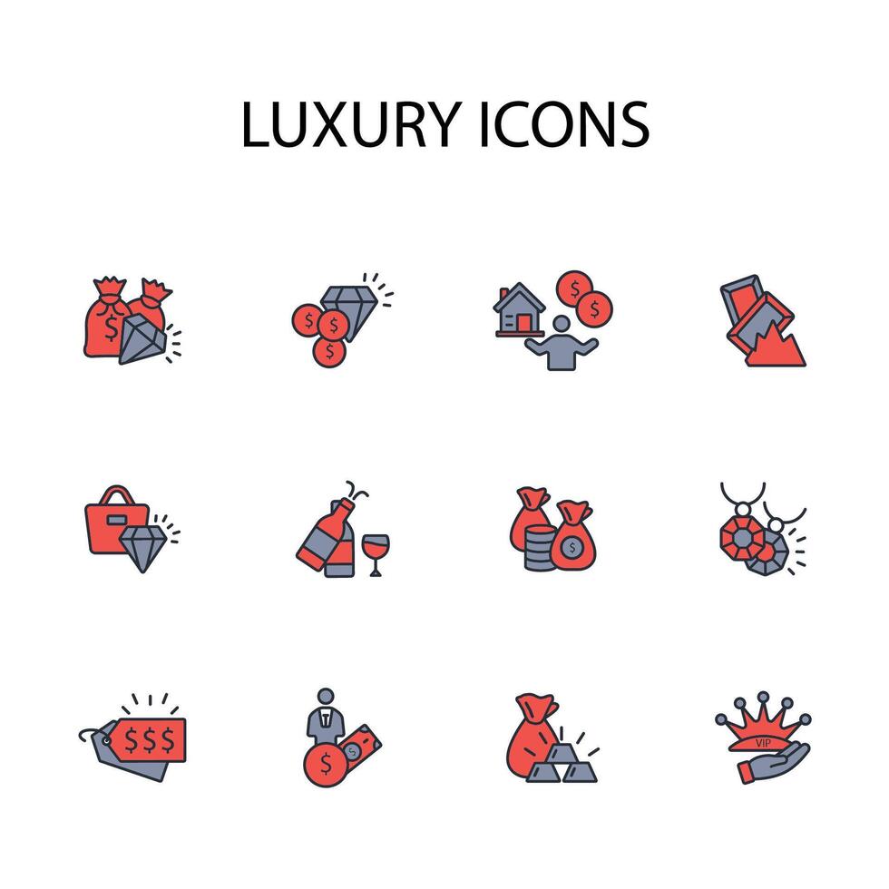 luxury icon set..Editable stroke.linear style sign for use web design,logo.Symbol illustration. vector