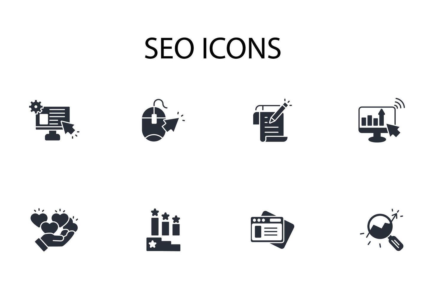 SEO icon set..Editable stroke.linear style sign for use web design,logo.Symbol illustration. vector