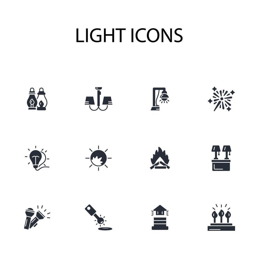 Light icon set..Editable stroke.linear style sign for use web design,logo.Symbol illustration. vector