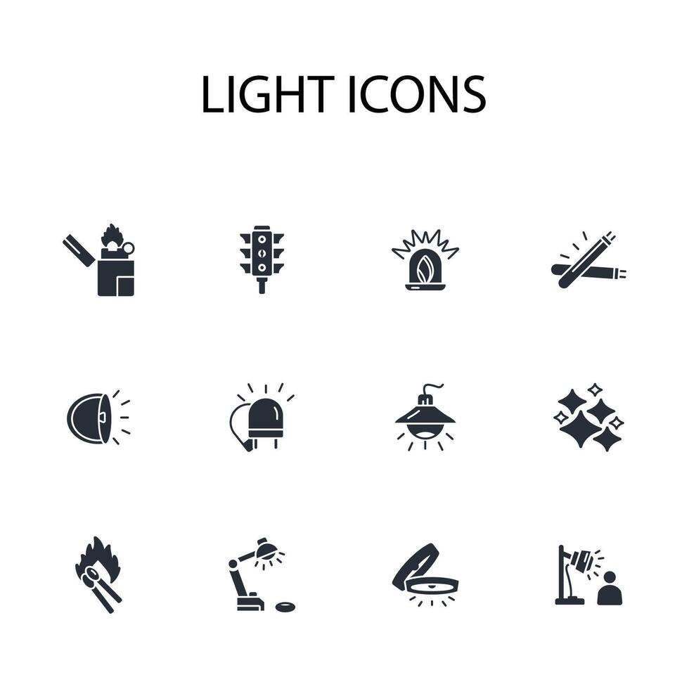 Light icon set..Editable stroke.linear style sign for use web design,logo.Symbol illustration. vector