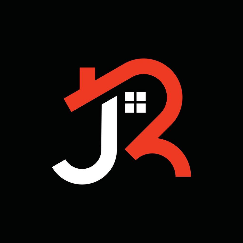 Monogram JR Home modern logo design template, logo on black background vector