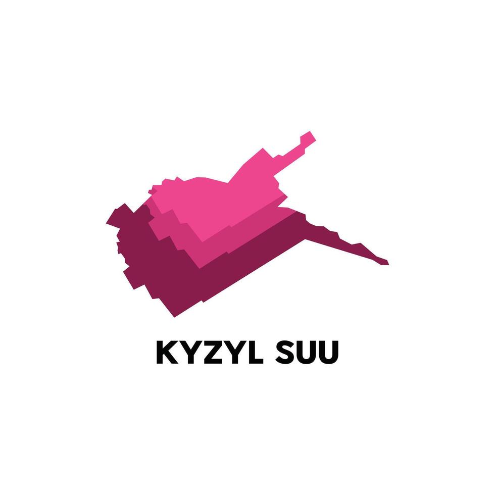 Map Of Kyzyl Suu City Modern Simple Geometric, illustration design template vector