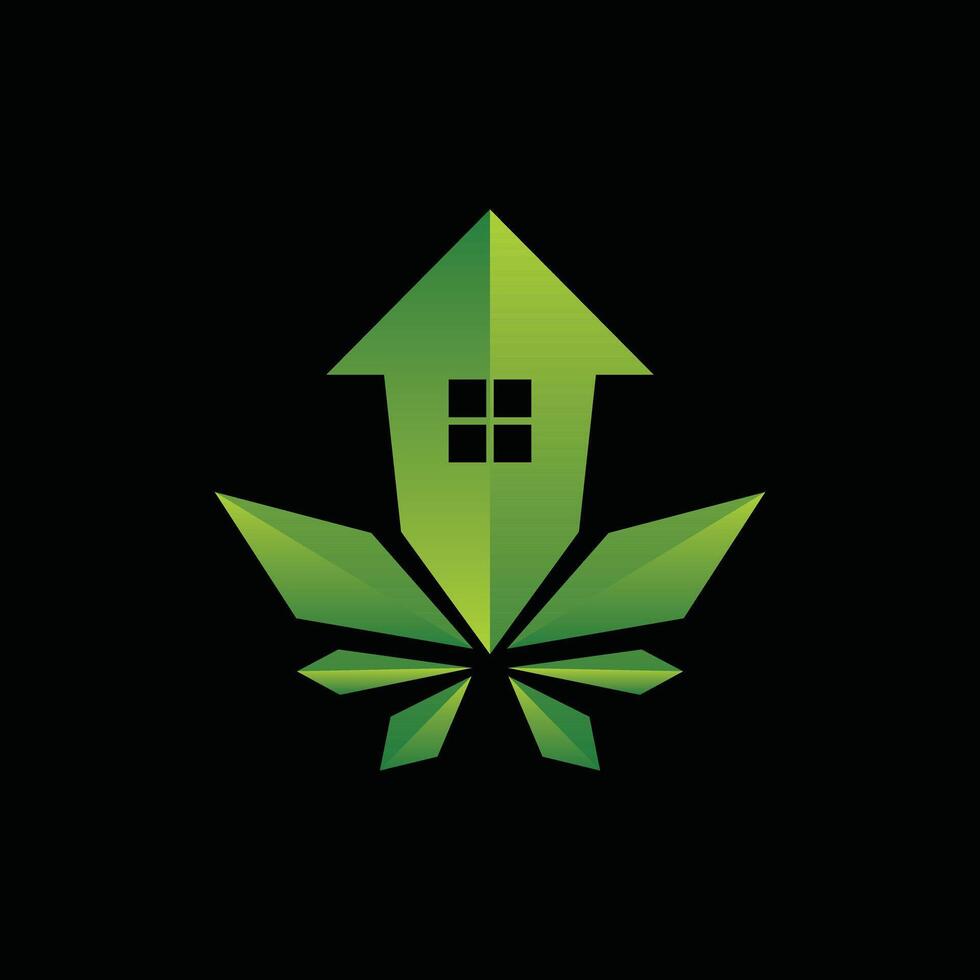 Home Cannabis Leaf nature logo design template, suitable for your company vector